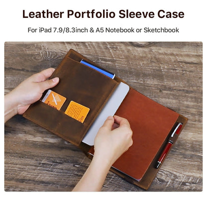 Crazy Horse Leather A5 Paper Notebook Multi-function Protective Sleeve