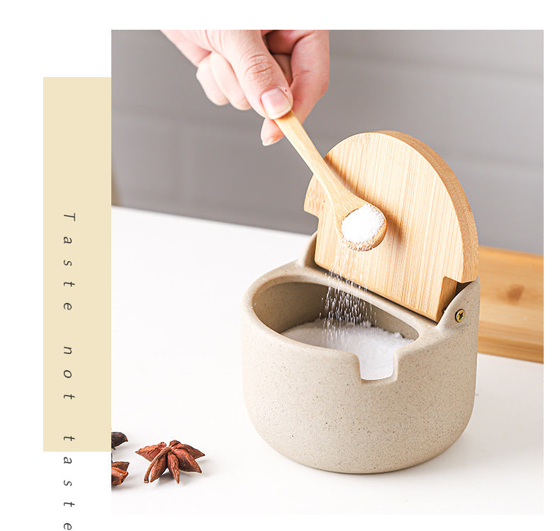 Ceramic Seasoning Jar | Clay with Bamboo Cover