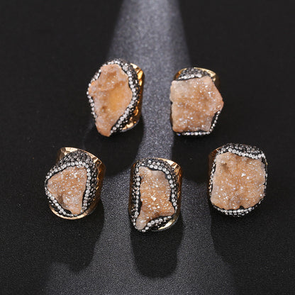 Crystal Cluster Ring | Gold-Plated, Handmade Jewelry