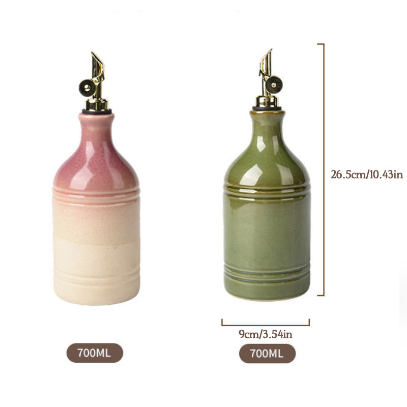 Ceramic Olive Oil Bottle | Green, Vintage Design