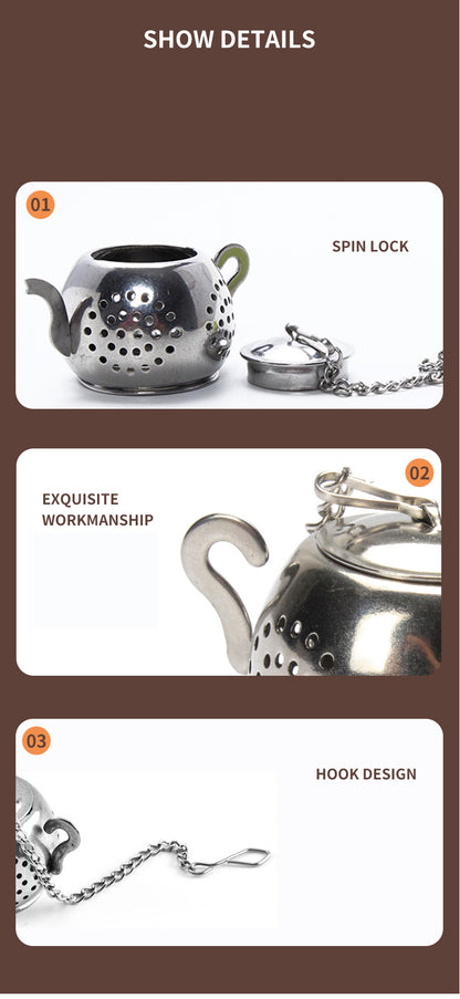 Stainless Steel Tea Leak | Round Pot-Shaped, Silver, 5.5cm