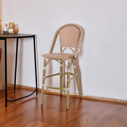 Aluminum Frame Wicker Bar Stool | Rust, Set of 2