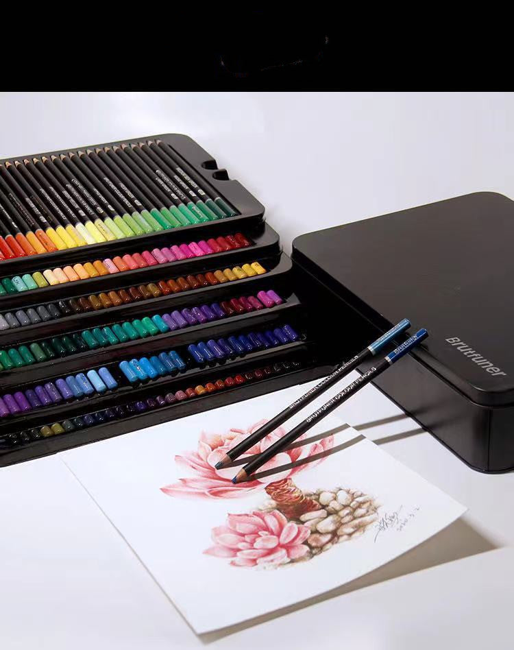 AuroraArt 180 Color Oil Pencils Set Rainbow Pencils Brushes And Pens In Sleek Iron Box