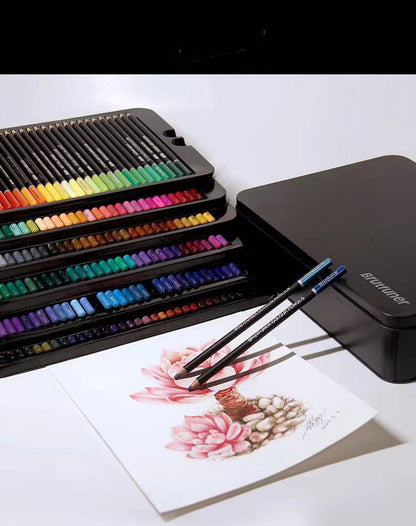 AuroraArt 180 Color Oil Pencils Set Rainbow Pencils Brushes And Pens In Sleek Iron Box