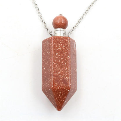 Natural Stone Perfume Bottle Necklace | Fluorite Pendant