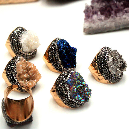Crystal Cluster Ring | Gold-Plated, Handmade Jewelry