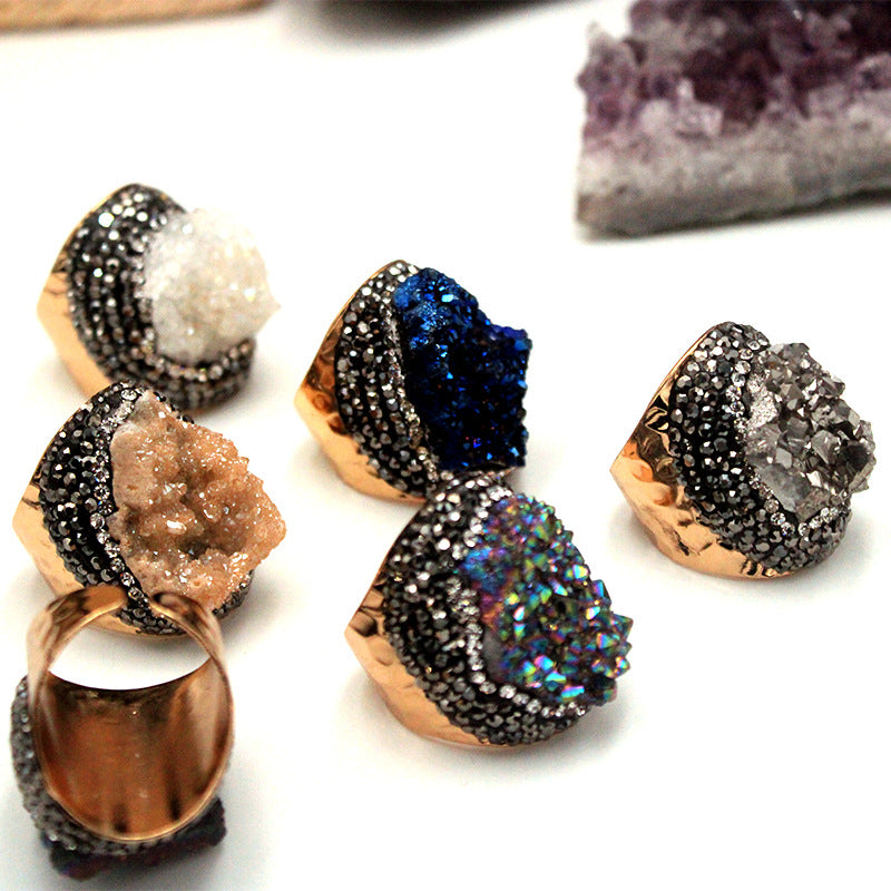 Crystal Cluster Ring | Gold-Plated, Handmade Jewelry
