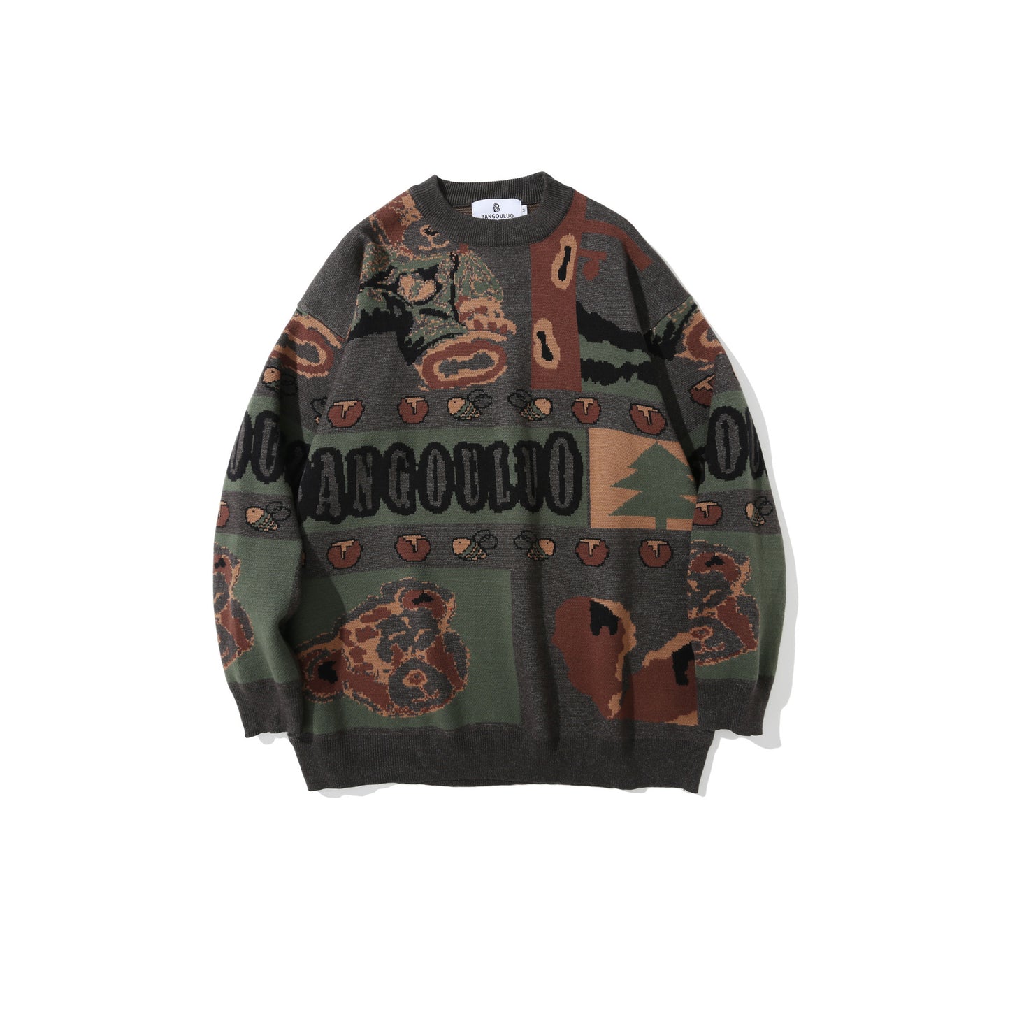 Blended Fiber Jacquard Sweater | Apricot, Green
