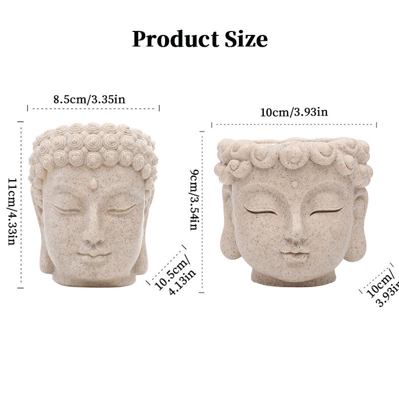 Resin Buddha Head Flower Pot | Small Succulent Planter