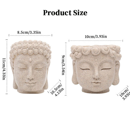 Resin Buddha Head Flower Pot | Small Succulent Planter