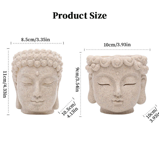 Resin Buddha Head Flower Pot | Small Succulent Planter