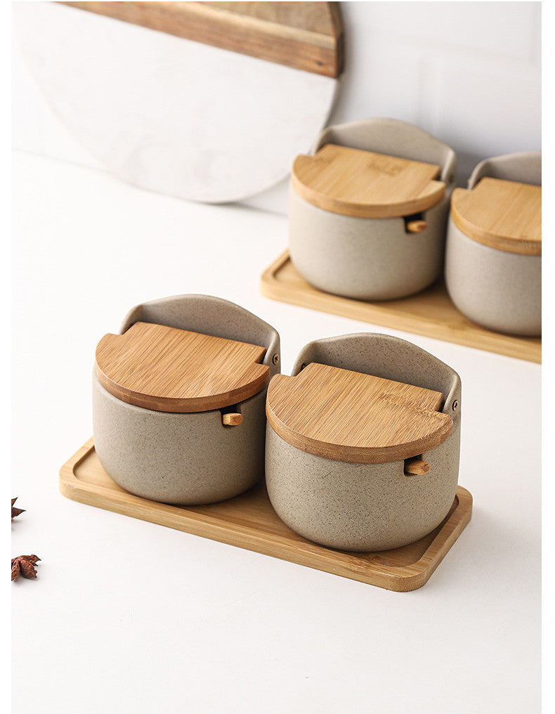 Ceramic Seasoning Jar | Clay with Bamboo Cover