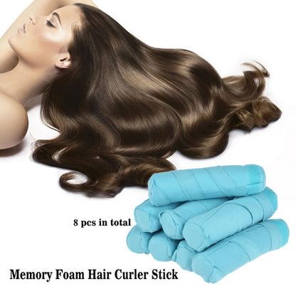 Foam Hair Rollers | 8pcs, Blue, Cotton