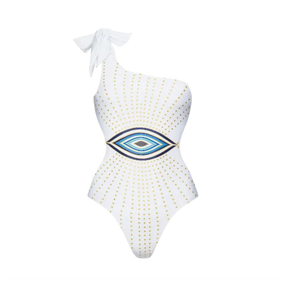 Polyester One-piece Swimsuit | Bow Shoulder, Female, Adult