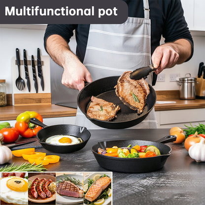 Cast Iron Frying Pan Set | Non-Stick, 14-26cm