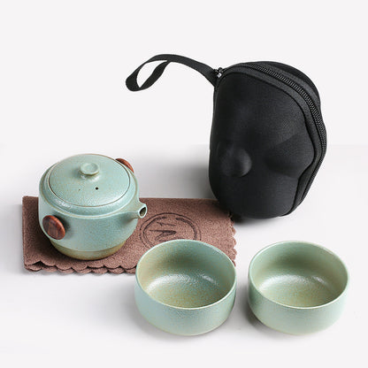 Ceramic Tea Set | Black Wind Zen, Portable for Travel