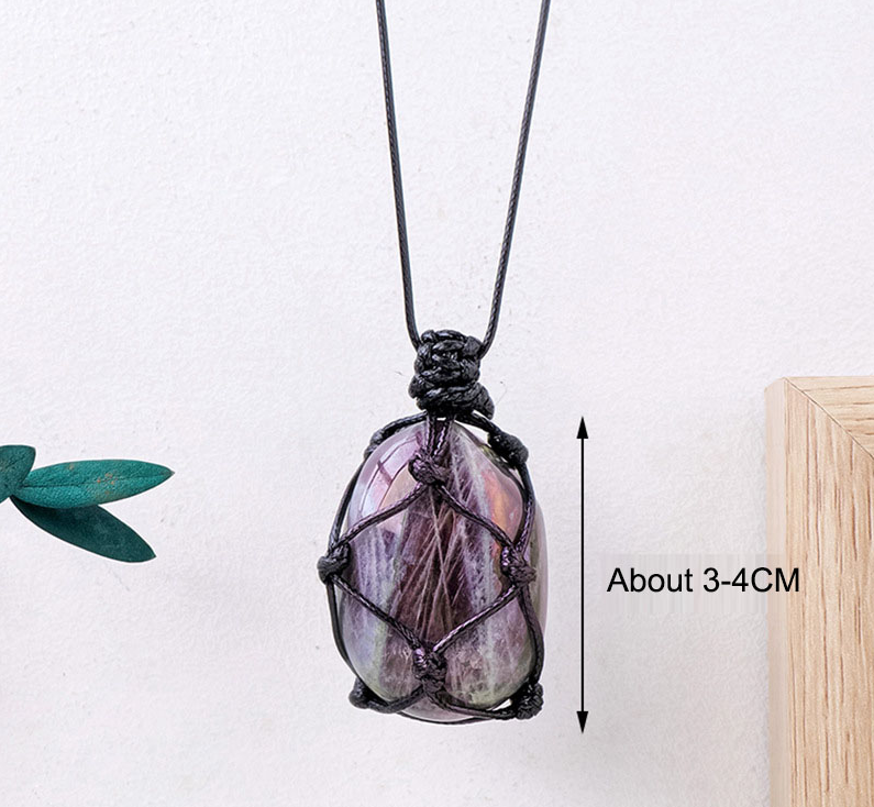 Crystal Mesh Pendant | Purple Light Feldspar, 3-4CM