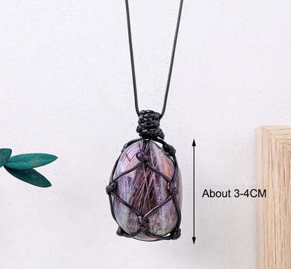 Crystal Mesh Pendant | Purple Light Feldspar, 3-4CM