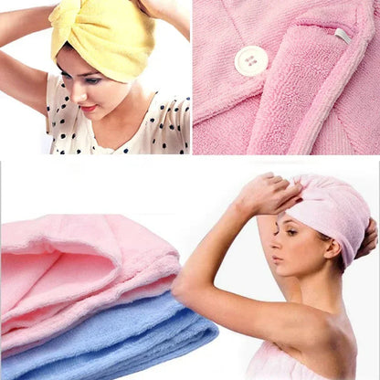 Cotton Hair Drying Cap | Blue, Yellow, Pink, Purple