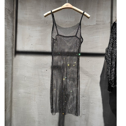 Diamond Crystal Sling Dress | Summer, V-neck, A-line