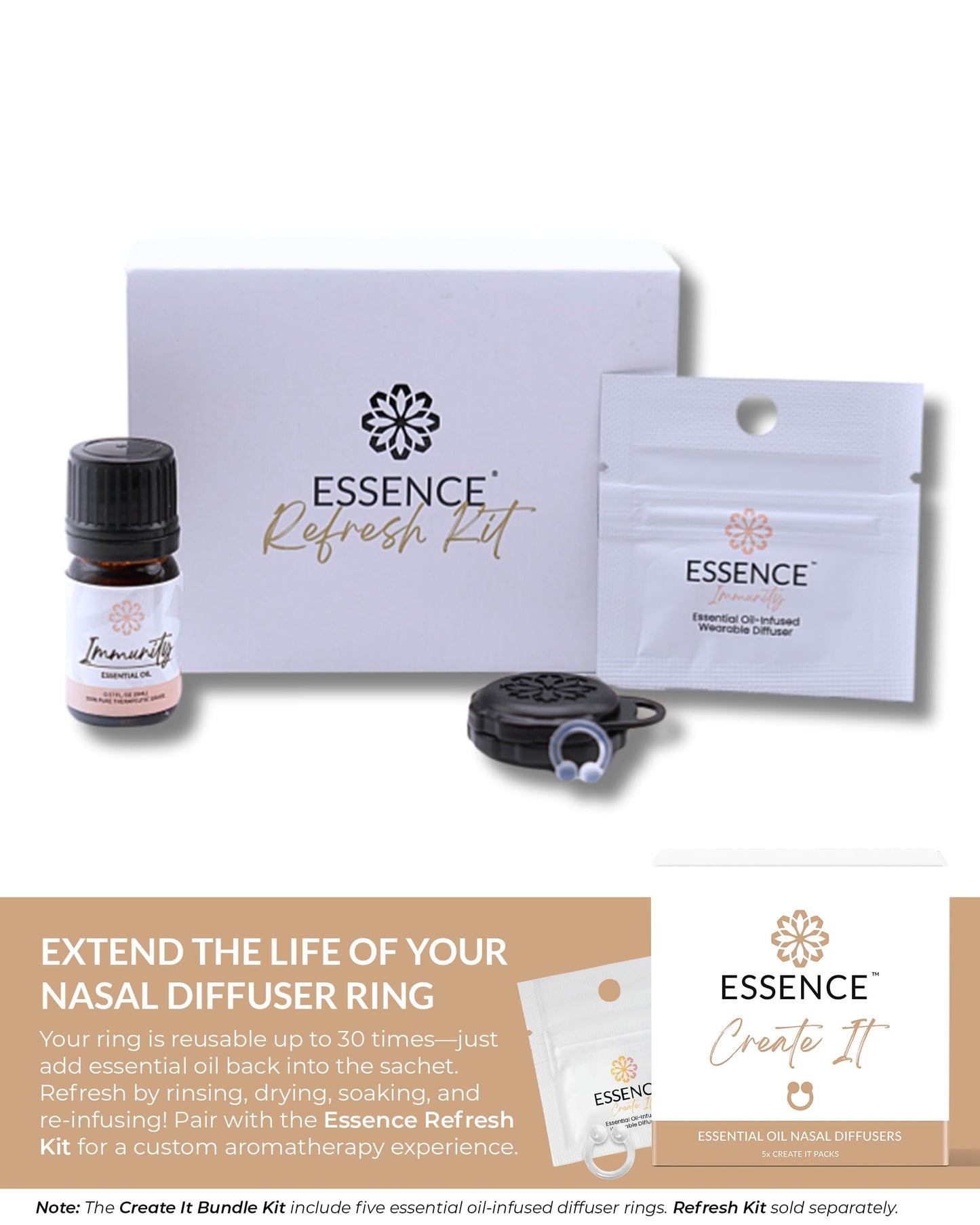Essence Nasal Diffuser Self Care Bundle – Essential Oil Silicone Nose Rings for Stress, Energy & Mental Clarity – Wearable Aromatherapy Pack for Wellness & Mood Balance