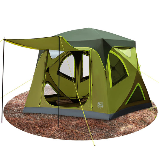 TIMBER RIDGE Camping Tent, 4/6 Person Instant Pop Up Hub Tent with 8 Windows, Easy 60 Second Setup, Weather Resistant Family Cabin Tents with Rain Fly for Camping, Outdoor Travel