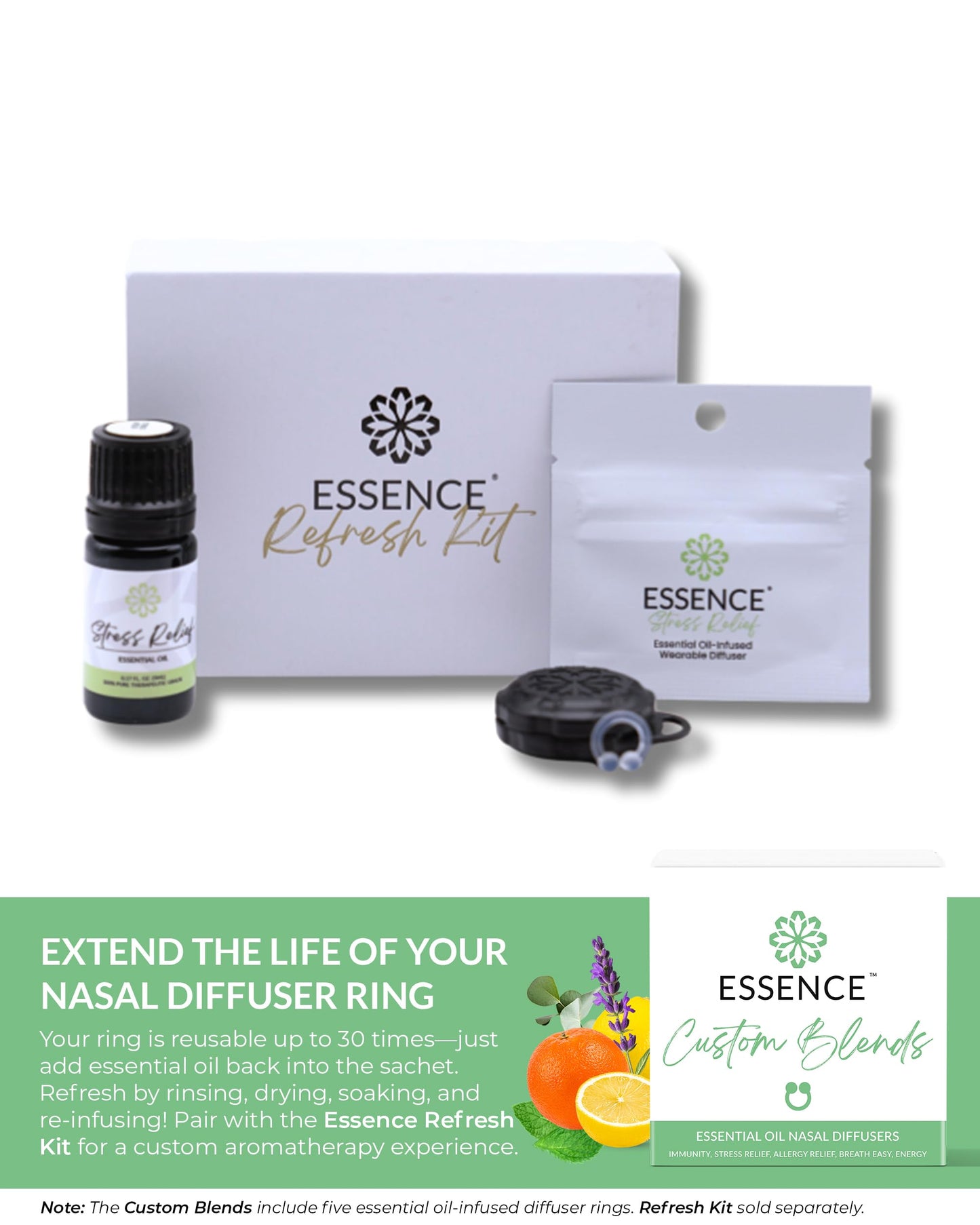 Essence Nasal Diffuser Self Care Bundle – Essential Oil Silicone Nose Rings for Stress, Energy & Mental Clarity – Wearable Aromatherapy Pack for Wellness & Mood Balance