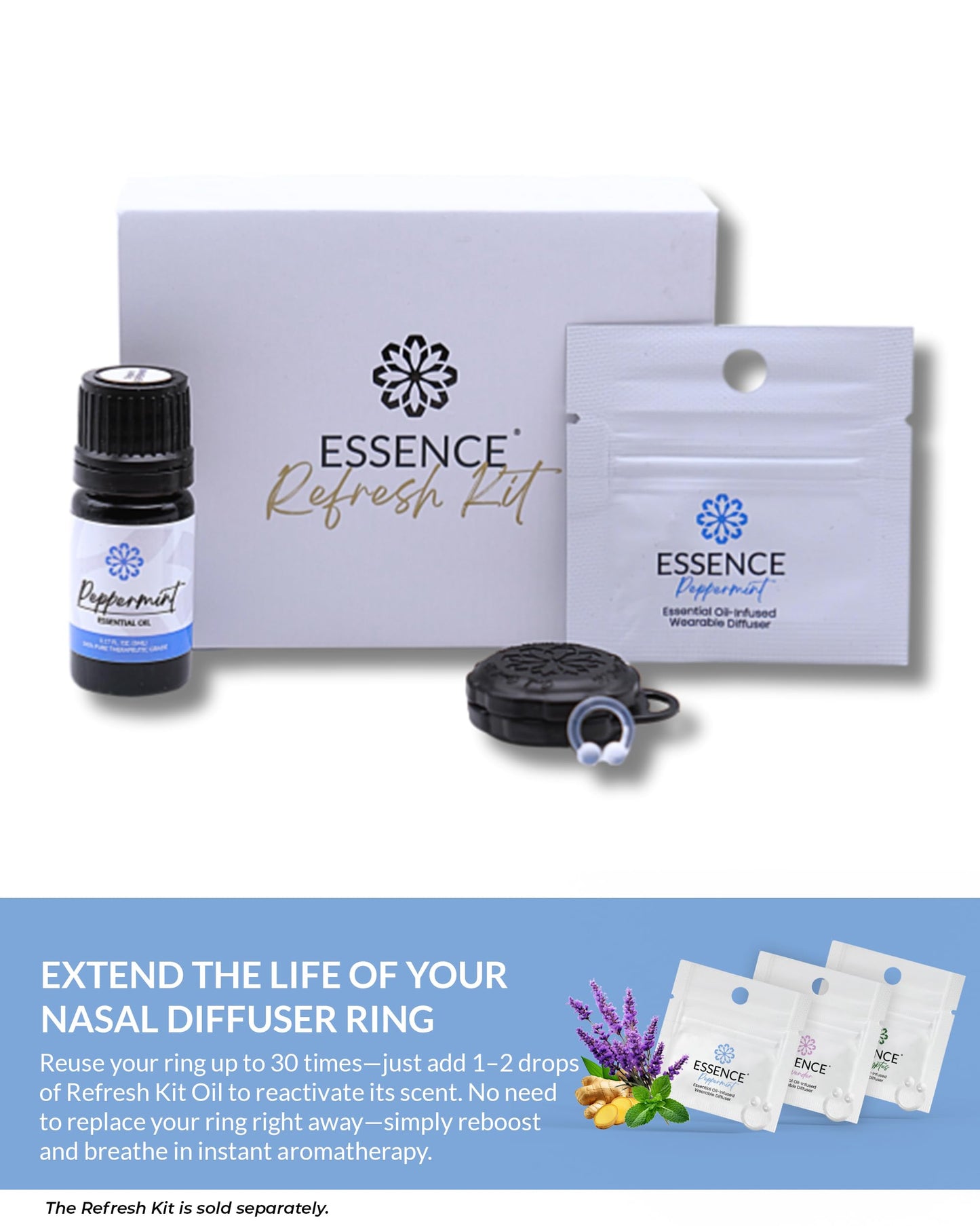 Essence Nasal Diffuser Self Care Bundle – Essential Oil Silicone Nose Rings for Stress, Energy & Mental Clarity – Wearable Aromatherapy Pack for Wellness & Mood Balance