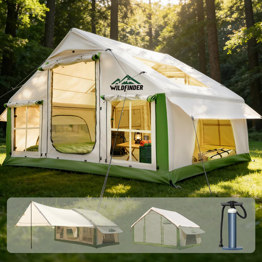 Inflatable Glamping Tent | Quick-Setup Air Tent with Skylight, Stove Jack & Pump