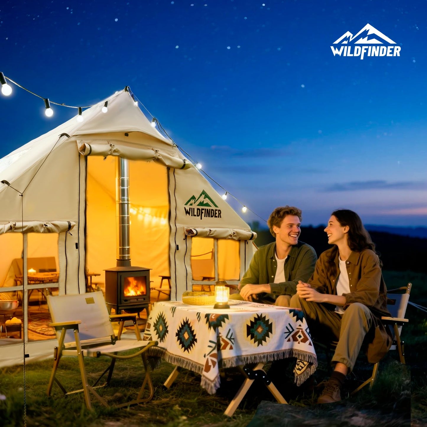 Inflatable Tent with Skylight, Quick Setup Blow Up Tents with Pump, Hot Tent with Stove Jack, Waterproof Oxford Inflatable House for Camping, Air Glamping Tents for Camping Adult