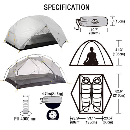 Lightweight Waterproof Tent | Naturehike 2-Person Camping