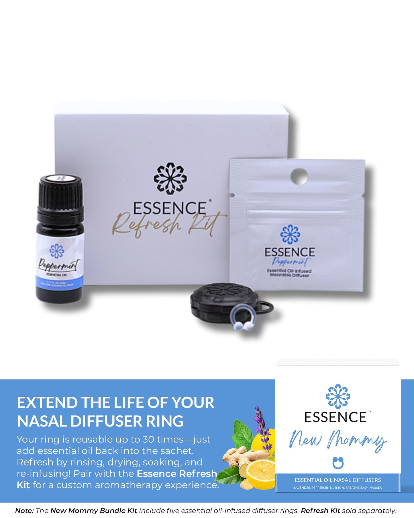 Essence Nasal Diffuser Self Care Bundle – Essential Oil Silicone Nose Rings for Stress, Energy & Mental Clarity – Wearable Aromatherapy Pack for Wellness & Mood Balance
