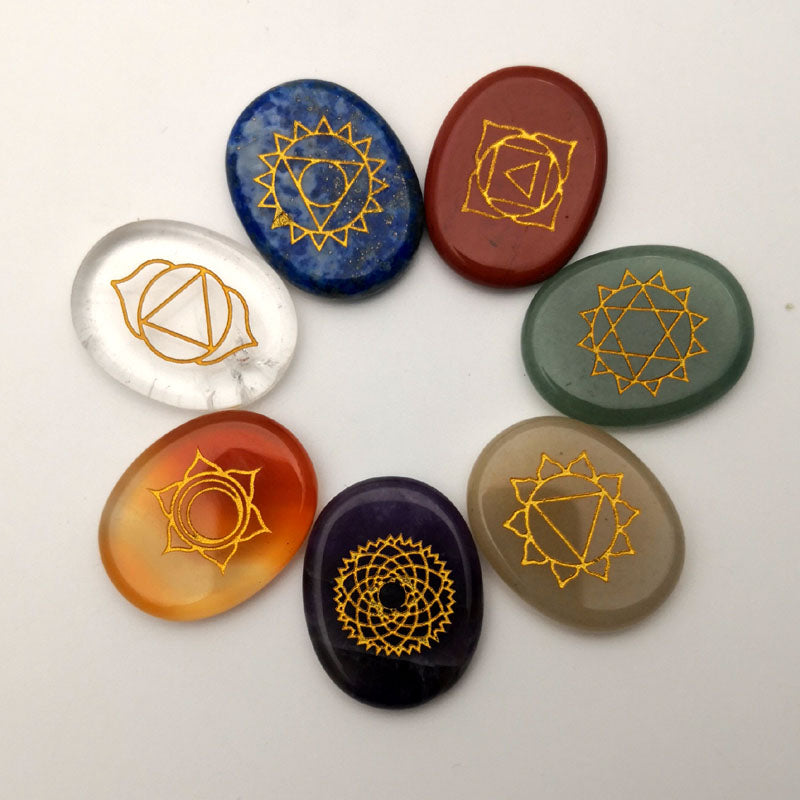 Natural Stone carved Chakra Pendant Ellipse Amethysts Lapis lazuli Choker Reiki 7 Chakra Stone
