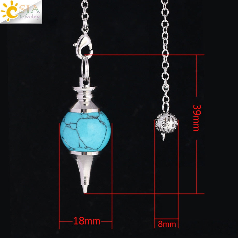 CSJA Balance Reiki Natural Stone Crystal Red Agates Dowsing Pendulum Circular Cone Charm Pendant