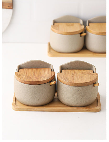 Ceramic Seasoning Jar | Clay with Bamboo Cover