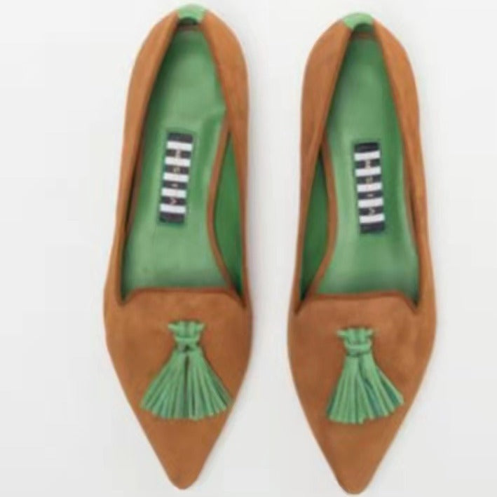 Canvas Flat Bottomed Women's Shoes | Pointed Toe, Fringe