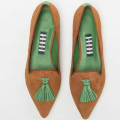Canvas Flat Bottomed Women's Shoes | Pointed Toe, Fringe