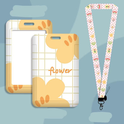 Kawaii ID Card Holder — Illustrated Badge Sleeve, Lanyard or Keychain