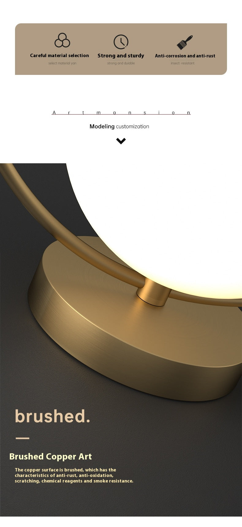 Copper Table Lamp | Light Luxury, 40cm