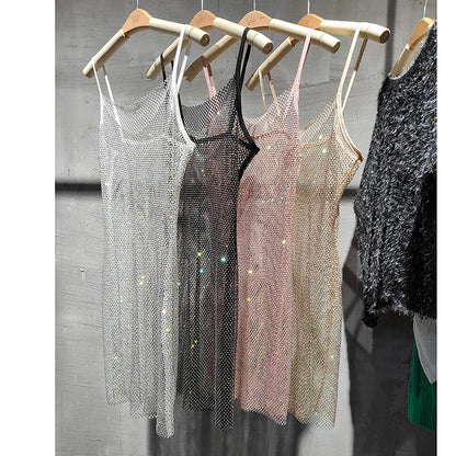 Diamond Crystal Sling Dress | Summer, V-neck, A-line