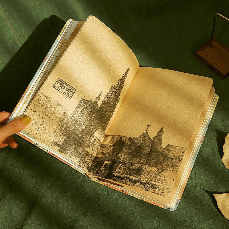 Vintage Collage Kraft Paper Notebook — A5, 96 Sheets, European Retro