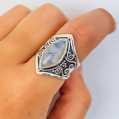 Silver Big Stone Ring | Vintage, Bohemian Jewelry