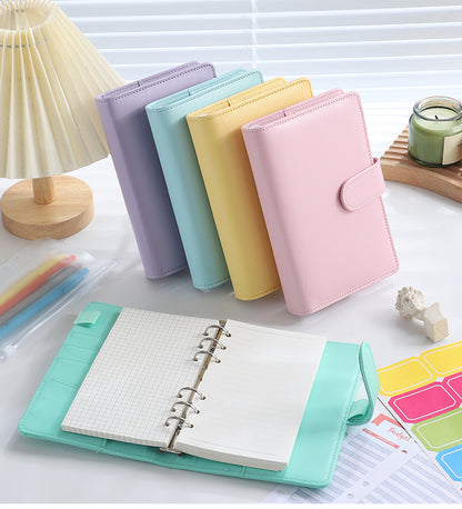 Solid Color Simple Loose-leaf Binder Zipper Bag PU Leather Notebook Shell