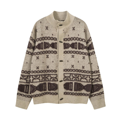 Knitted Sweater Jacket | Khaki, Black, Loose Fit