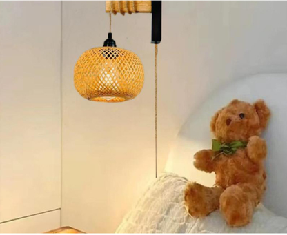 Bamboo Wall Lamp | Retro Hanging Light, Wood Color