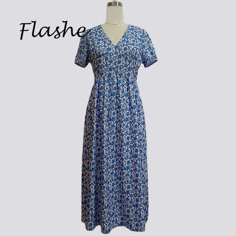Four-Way Elastic V-Neck Dress | Red, Green, Blue, Sizes S-XXL