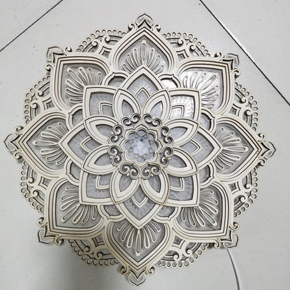 Wooden Mandala Night Light | 30cm, USB Powered