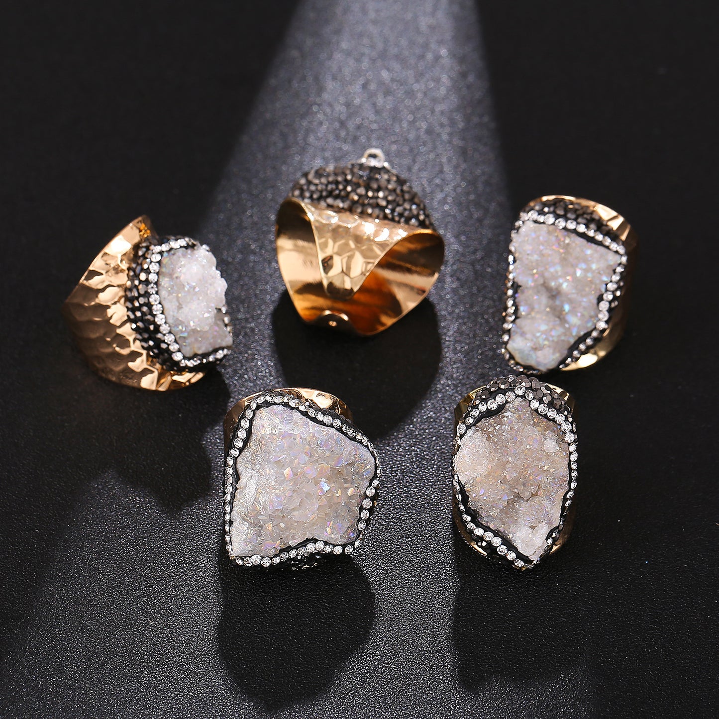 Crystal Cluster Ring | Gold-Plated, Handmade Jewelry