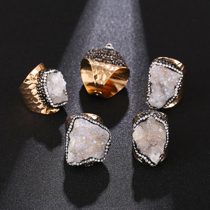 Crystal Cluster Ring | Gold-Plated, Handmade Jewelry