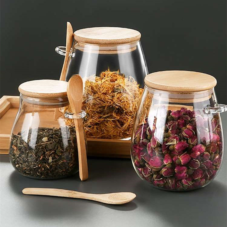 Glass Spice Jar | Bamboo Lid, Food Storage Container